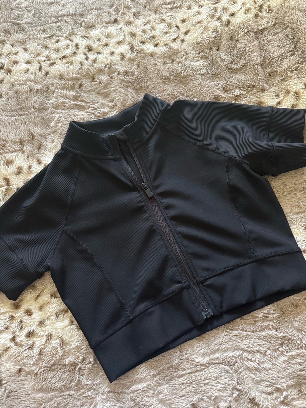 Fitted Athletic Ribbed Zip Up